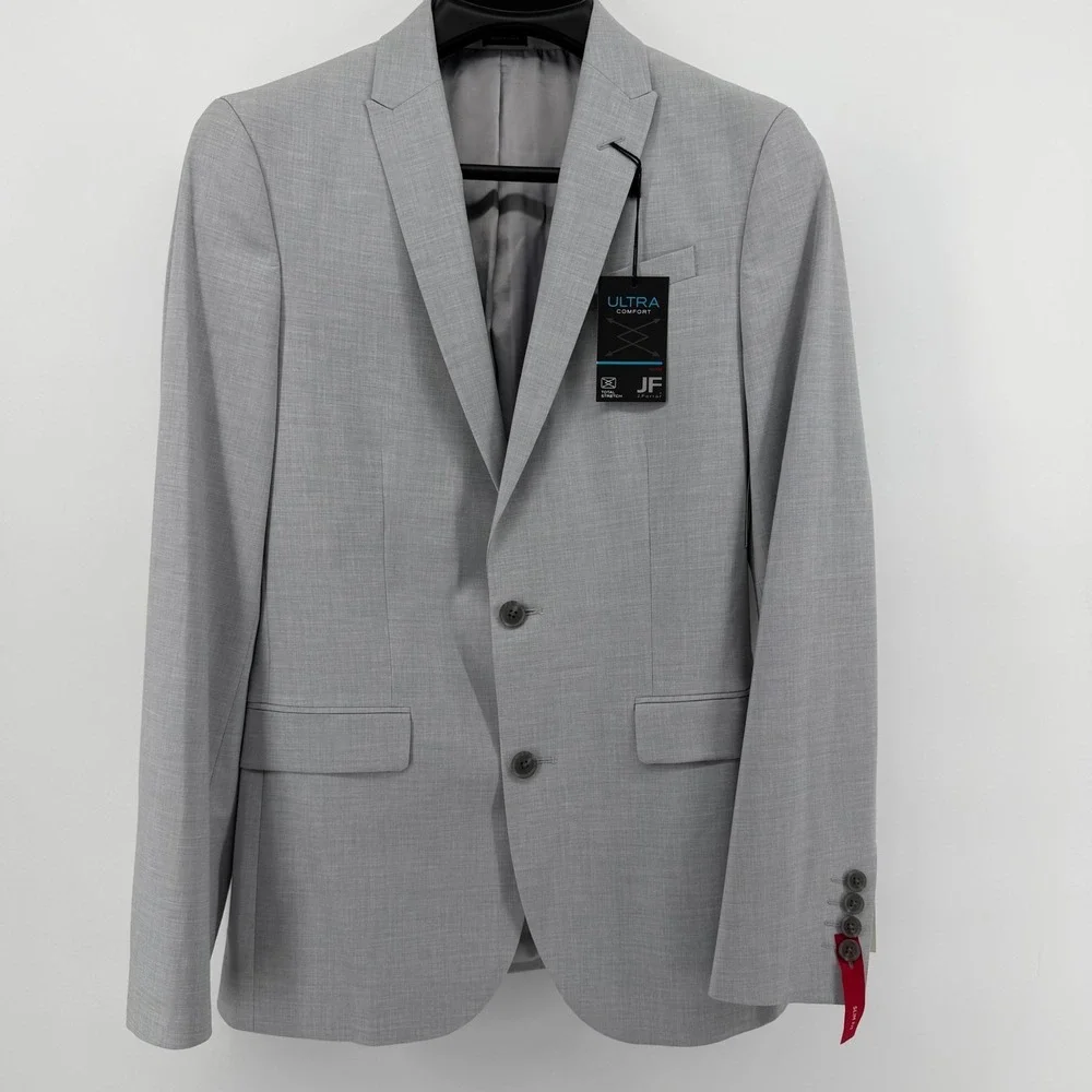 J.Ferrar Suit Jacket Mens 42S Cool Gray Ultra Comfort Slim Fit Blazer Stretch
